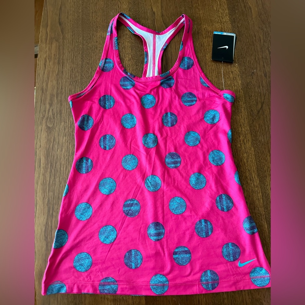 Nike hot pink women’s size medium running workout tank polkadot